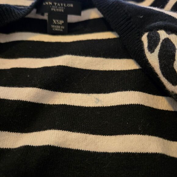 Ann Taylor Size XSP Dress Knit Black and White Spots and Stripes - Picture 2 of 9